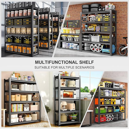 63" H/32” W Garage Shelving, Heavy Duty 5 Tire Adjustable Storage Unit - Image 8