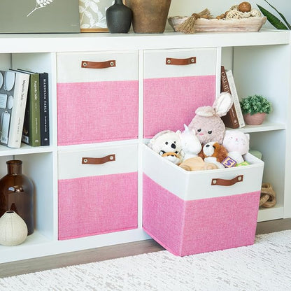 OrganiHaus 13" x 13" x 13" Cube Fabric Storage Bins Set of 4, Fabric Storage - Image 3
