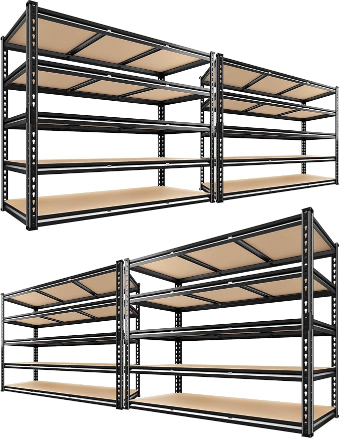 REIBII 48" W Garage Shelving 3080LBS Storage Shelves 5 Tier Industrial Shelving by REIBII