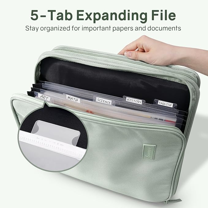 SUNEE Zippered Binder Bag with Handle, 2-Inch 3-Ring O-Ring, 500-Sheet Capacity - Image 2