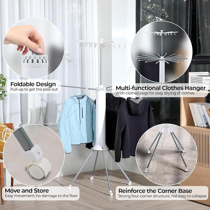 Dollate 4-Legged Clothes Drying Rack Foldable, Octopus-Shaped Portable Laundry - Image 2