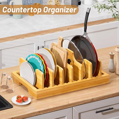 Bamboo Pot and Pan Organizer, Pot Lid Organizer Holder Rack - Image 5