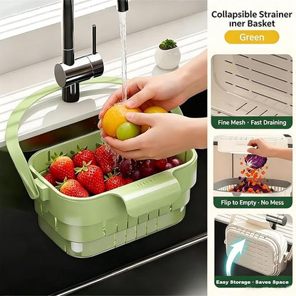 Foldable Hanging Kitchen Sink Drain Basket, 2-in-1 Foldable Sink Colander - Image 7