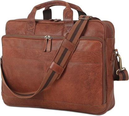 Leather briefcase 18 Inch Laptop Messenger Bags - Image 6