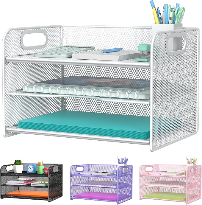 Samstar 3 Tier White Letter Tray Paper Organizer by Samstar