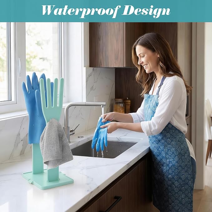 Kitchen Dish Glove Holder Reusable Plastic Dishwashing Gloves Drying Rack - Image 4