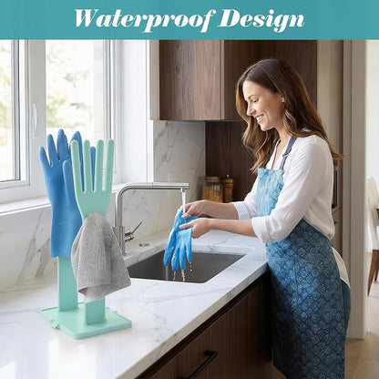 Kitchen Dish Glove Holder Reusable Plastic Dishwashing Gloves Drying Rack - Image 4