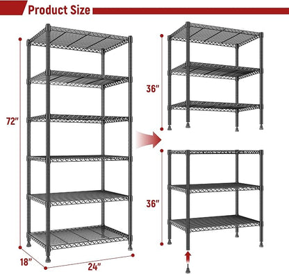 REIBII 72’’H Wire Shelving, 6 Tier Metal Shelving Units and Storage Shelves - Image 3