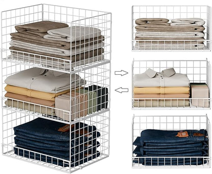Closet Organizers and Storage Basket- 3-Tier Stackable Storage Bins, Foldable by FollowWithYociyogaTogether