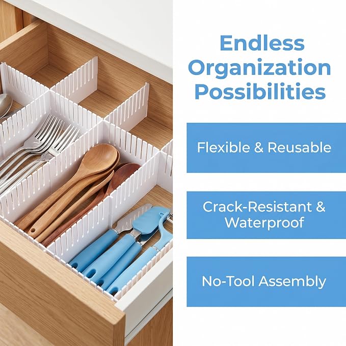 Adjustable Plastic Drawer Separators, 14.96" Length x 4.33" Height, Cuttable - Image 5