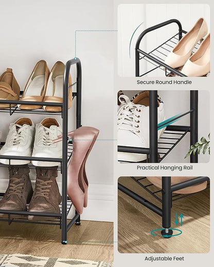 SONGMICS Stackable Shoe Rack, 3 Tier Metal Shoes Rack Storage Shelf, Holds up - Image 7