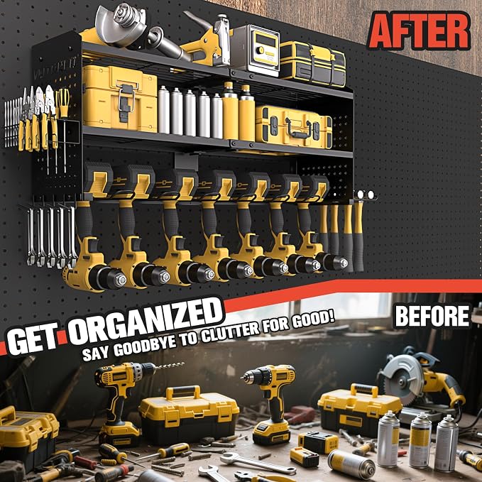 Large Power Tool Organizer Wall Mount, 3-Tier Heavy Duty Metal Loads 260 lbs - Image 5