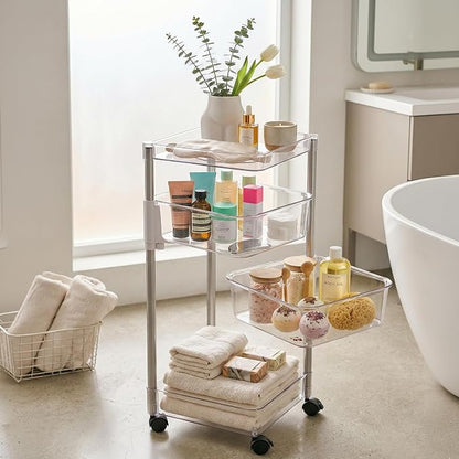OnDisplay 360° Rotating Clear Storage Trolley – Multi-Tier Rolling Acrylic - Image 4