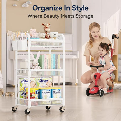 YASONIC 3 Tier Rolling Cart – Metal Utility Storage Carts - Image 7