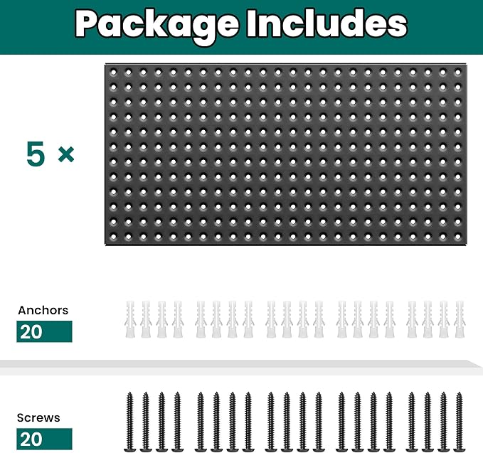 EVERHANGER Metal Pegboard Panels 24" x 12", Heavy Duty Steel Peg Boards - Image 3