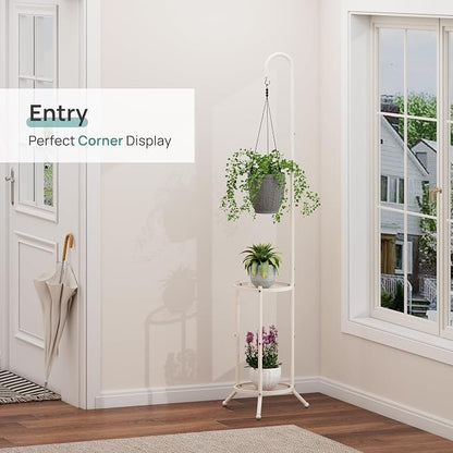 2-Tier Hanging Plant Stand, Heavy Duty Metal Planter Rack - Image 3