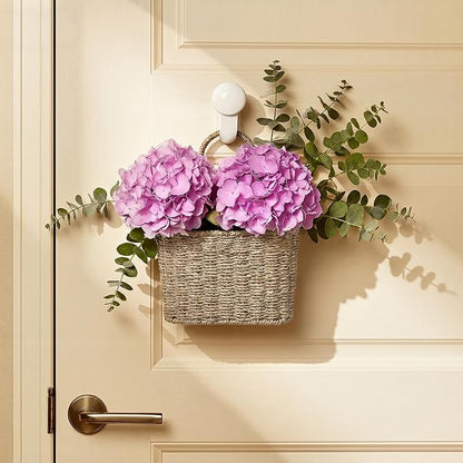 iEGrow Set of 2 Hanging Basket, Wicker Wall Basket Natural Seagrass, Hanging - Image 2
