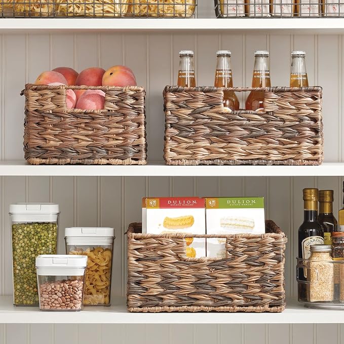 mDesign Woven Farmhouse Kitchen Pantry Food Storage Organizer Basket Bin Box - Image 3