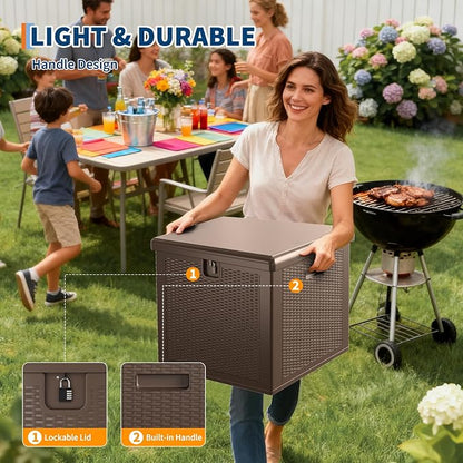 IDEALHOUSE 80 Gallon Resin Deck Box, Waterproof Outdoor Storage Box - Image 7