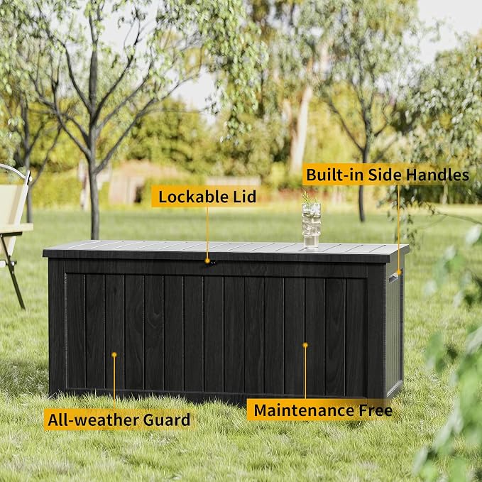 270 Gallon Outdoor Storage Box Waterproof Lockable Resin Deck Box Large - Image 8