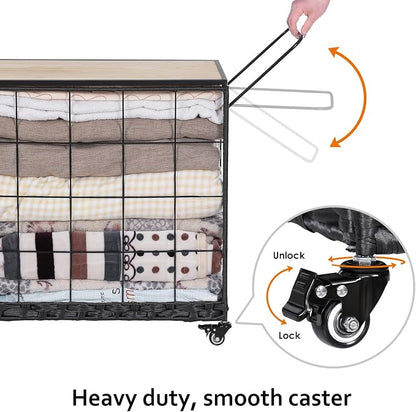 Laundry Hamper with Heavy Duty Caster Wheels; 3 Sections Clothes Hamper with - Image 4