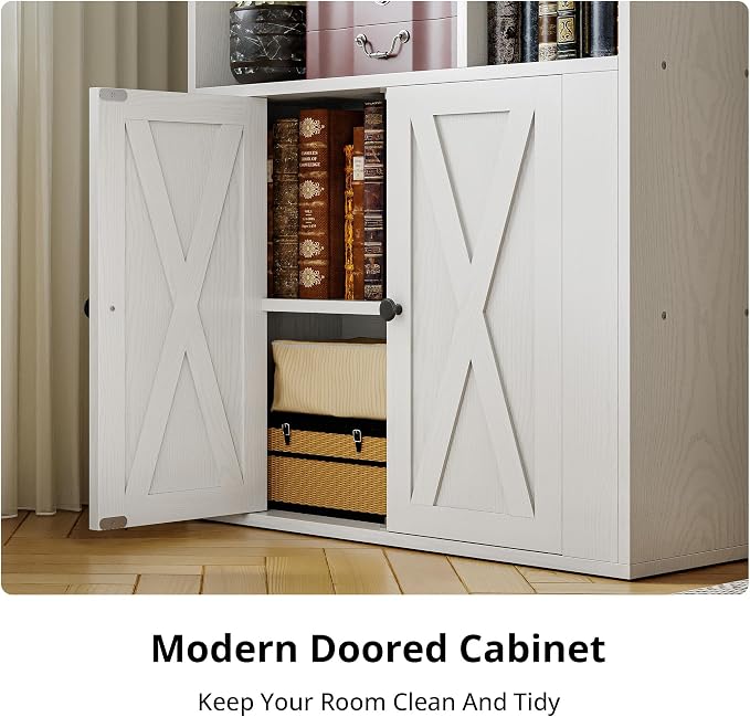 IRONCK Bookcase with Doors, Tall Bookshelf with Storage, Bookshelves and - Image 4