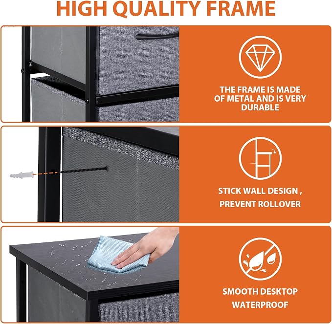 ZENY 9 Drawers Dresser, Fabric Storage Tower, Organizer Unit - Image 5