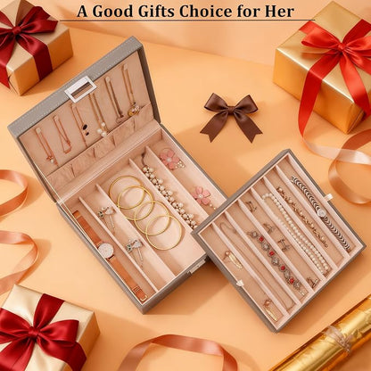 BEWISHOME 2-Layer Necklace Jewelry Box, Modern Style Necklace Storage, PU - Image 2