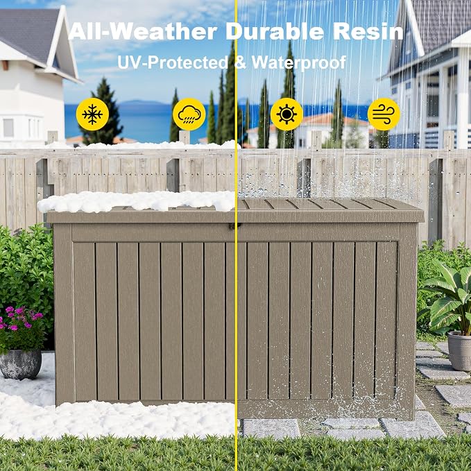 DRATO 280 Gallon Deck Boxes Outdoor Waterproof, Lockable Outdoor Storage Box - Image 6