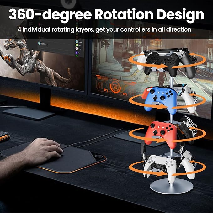 4 Tier Aluminum Alloy Game Controller Stand, Rotatable Gaming Controller - Image 4
