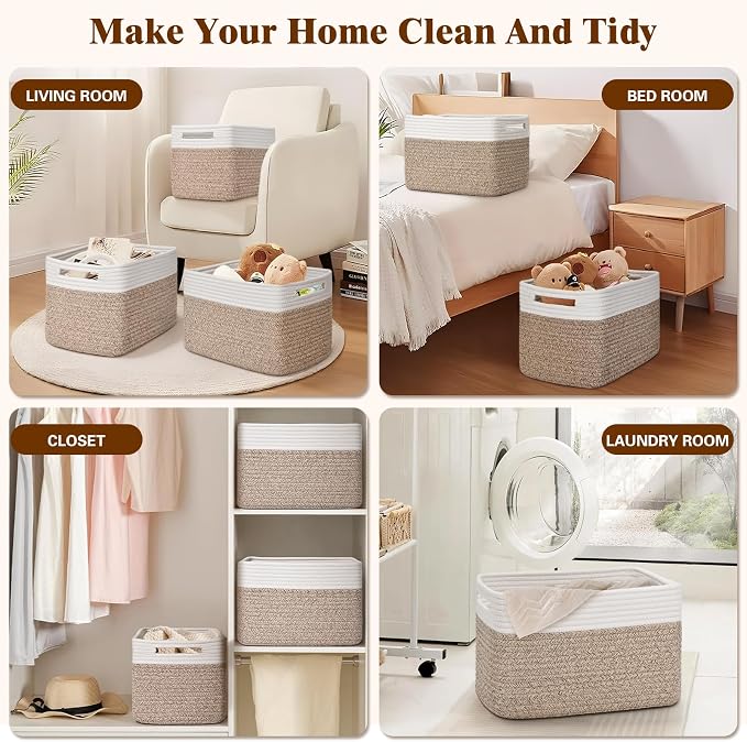 Storage Baskets for Organizing, 4 Pack Storage Baskets for Shelves, Woven - Image 6