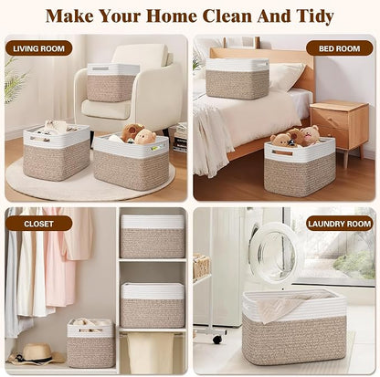 Storage Baskets for Organizing, 4 Pack Storage Baskets for Shelves, Woven - Image 6