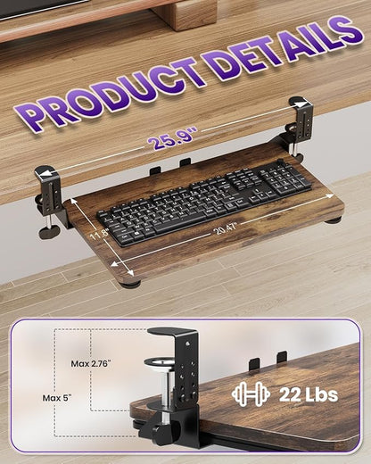 Ergonomic Mouse & Keyboard Tray Under Desk, Pull Out - Image 2