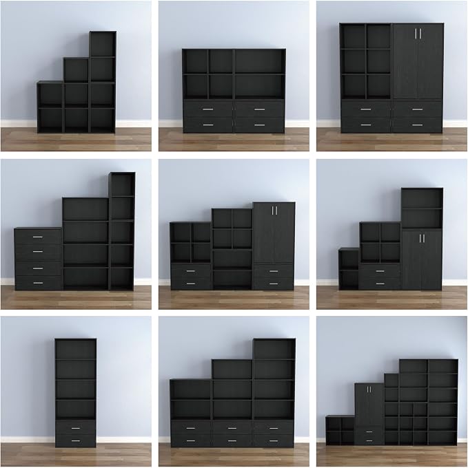 Homes: Inside + Out Apexa 4-Cube Storage Organizer Shelves, Stackable Wood - Image 8