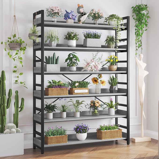HCHQHS Bookshelf, Adjustable Industrial Bookcase, Vertical Tall Book Shelf - Image 8