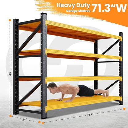 71”W Garage Shelving Units, 5000LBS Metal Shelving Rack, 4 Tier Large Tall - Image 2