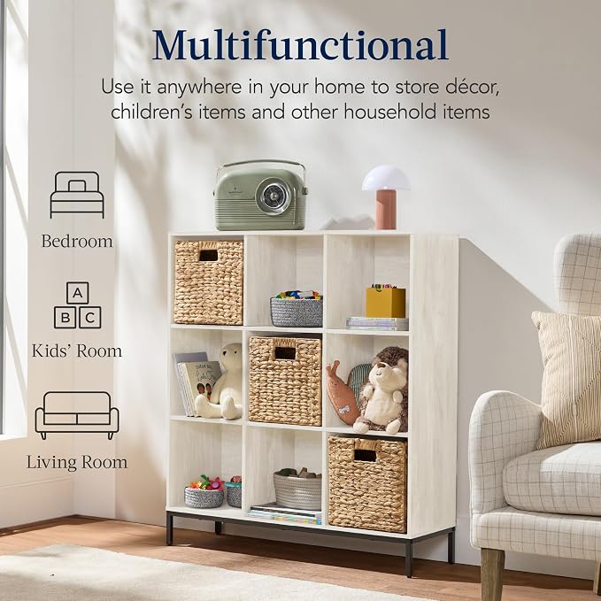 Best Choice Products 9-Cube Bookshelf, 3-Tier Wood Storage Bookcase W/Legs - Image 4