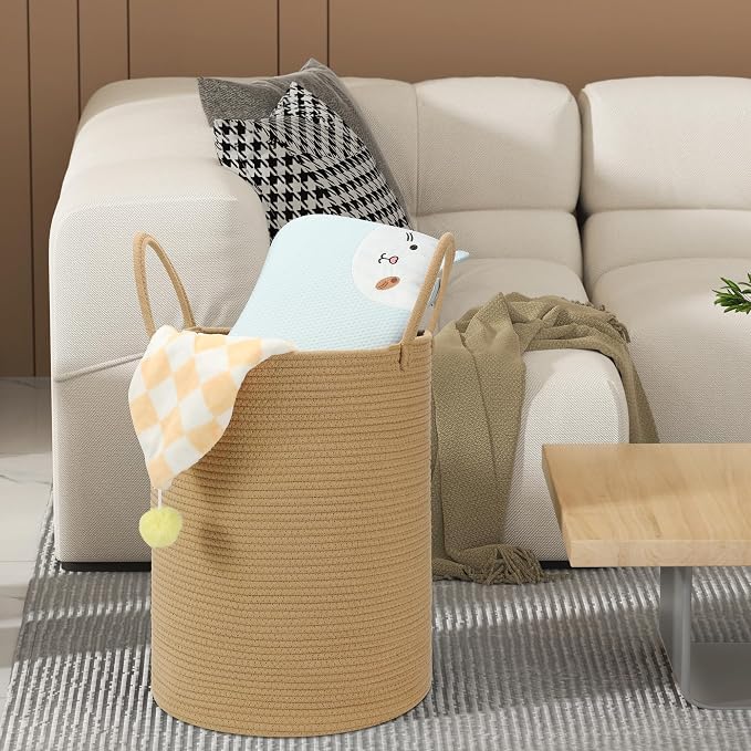 58L Cotton Rope Laundry Basket, Woven Basket - Image 4
