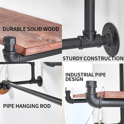 30in Industrial Pipe Clothing Rack, 2-Tier Wall Mounted Clothes Rack, Pipe - Image 6