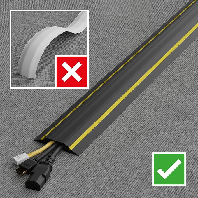 D-Line 6ft Floor Cord Cover, Made in USA Linkable Cable Protector, Hide - Image 7