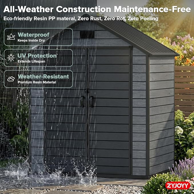 ZYJOYY Outdoor Storage Shed 6x4.4 FT - Image 6