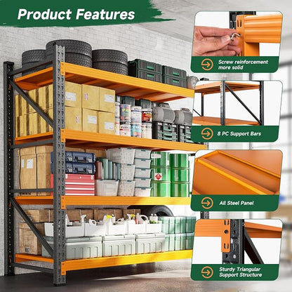 Letaya 3000LBS Heavy Duty Storage Shelves, 4 Tier Large Tall Industrial Shelving - Image 5