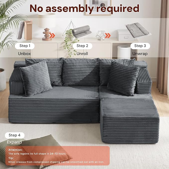 Korser Boneless Couches for Living Room, Cloud Couch Sectional - Image 6