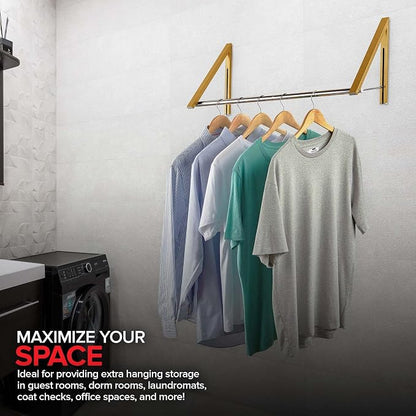 Double Foldable Clothing Rack w/ Extension Rod, Wall-Mounted Retractable - Image 6