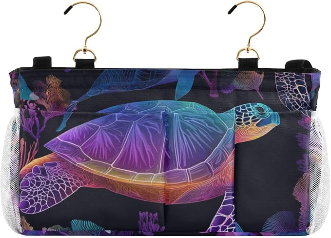 Colorful Gradient Turtle Fish and Coral Bedside Caddy by QwThum