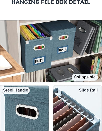 File Organizer with Lid, Hanging Filing Box with Mesh Pocket, Document Organizer - Image 5
