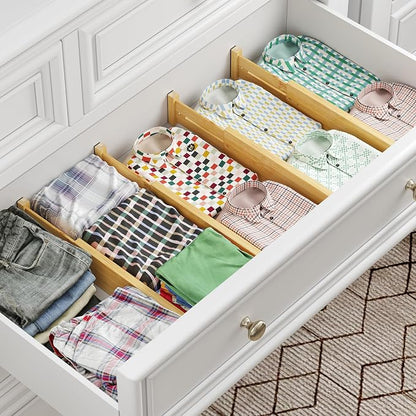 BAMEOS Bamboo Expandable Drawer Dividers – Fits 13.3"–19" Drawers, Prevents - Image 6