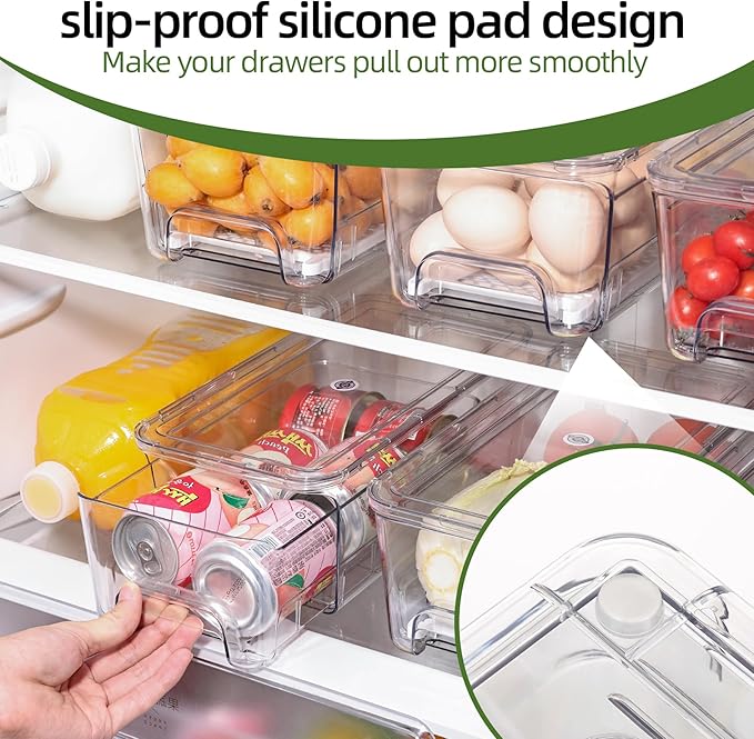 Large Fridge Organizer Drawers, 4 Pack Stackable Fruit and Vegetable Storage - Image 6