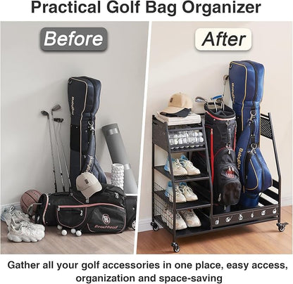 Lauren&Harold Golf Bag Organizer Garage Storage, Golf Storage Rack Stand Fits 2 - Image 6