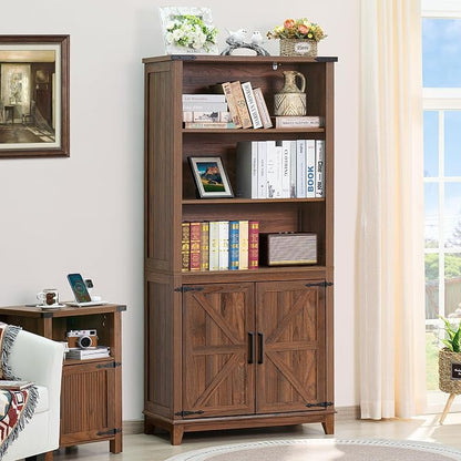 70in Tall Bookshelf 5 Tier Bookcase - Image 6